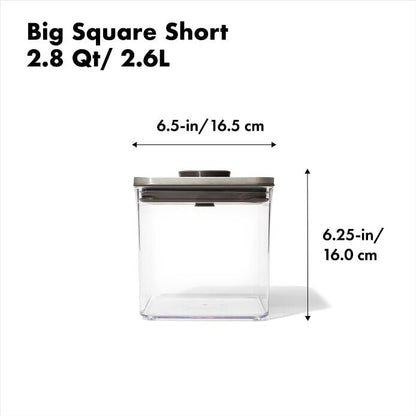 Steel POP Container - Big Square Short (2.8 Qt) - US 6263