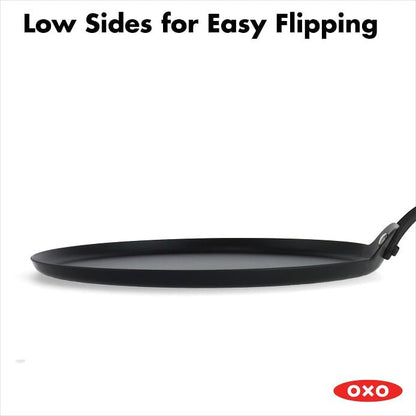 Obsidian Carbon Steel 10-Inch Crêpe Pan with Silicone Sleeve - US 6807