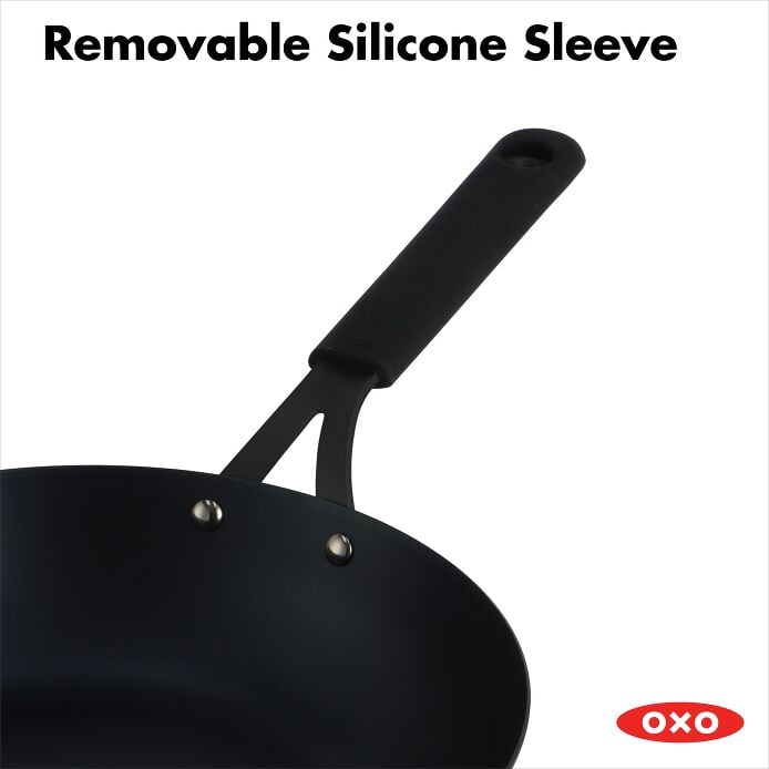 Carbon Steel Obsidian Series 12-Inch Wok with Silicone Sleeve - US 1920