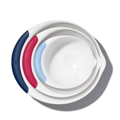 3 Piece Mixing Bowl Set New Colored Handles - US 7265