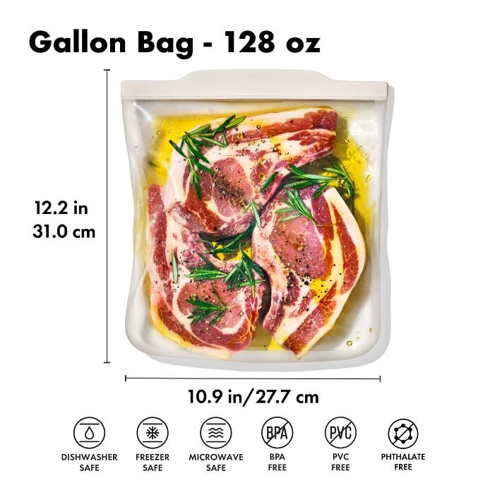 Silicone Reusable Bag - Gallon Bag (128 oz) - Oat - US 6964