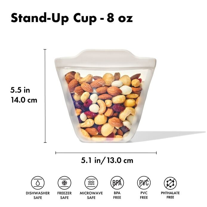 Silicone Reusable Bag - Stand-Up Cup (8 oz) - Oat - US 5207