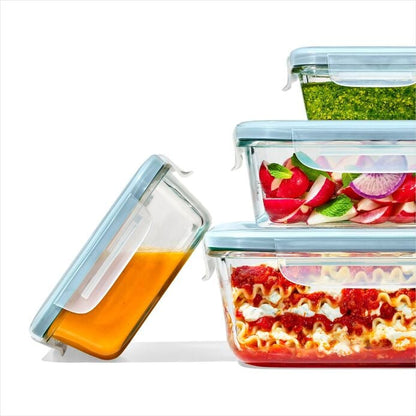 Smart Seal 1.6-Cup Glass Rectangle Container - Arctic Blue - US 4324